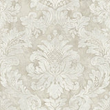 Seabrook Hampstead Metallic, Taupe, And White Wallpaper