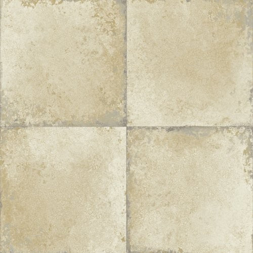 Seabrook Hampstead Tiles Metallic Gold, Gray, And Off-White Wallpaper