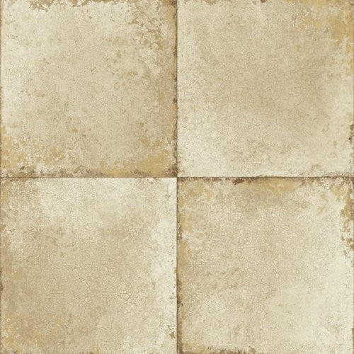 Seabrook Hampstead Tiles Metallic Gold And Tan Wallpaper