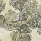 Seabrook Lenox Hil Scenic Black, Metallic Gold, And Off-White Wallpaper