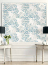 Seabrook Lenox Hil Scenic Blue And Off-White Wallpaper