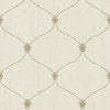 Seabrook Lenox Hill Ogee Black, Metallic Gold, And Off-White Wallpaper
