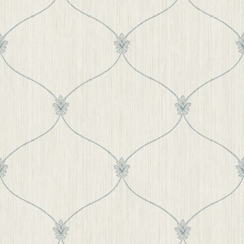 Seabrook Lenox Hill Ogee Off-White And Blue Wallpaper