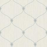 Seabrook Lenox Hill Ogee Off-White And Blue Wallpaper