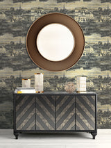 Seabrook Lenox Hill Tan, Black, And Gray Wallpaper