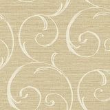 Seabrook Notting Hill Scroll Tan And Off-White Wallpaper