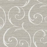 Seabrook Notting Hill Scroll Gray And White Wallpaper