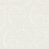 Seabrook Notting Hill Scroll Light Gray And White Wallpaper
