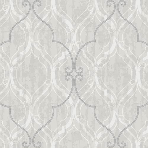Seabrook Corsica Ogee Gray Wallpaper