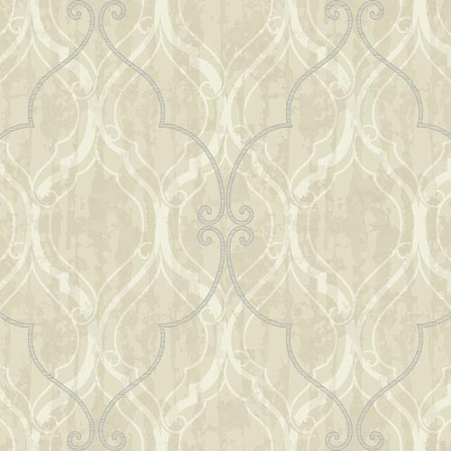 Seabrook Corsica Ogee Greige Wallpaper