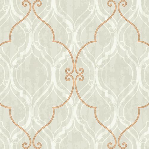 Seabrook Corsica Ogee Pewter And Copper Wallpaper