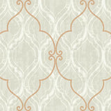 Seabrook Corsica Ogee Pewter And Copper Wallpaper
