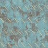 Seabrook Whitney Azure Blue, Metallic Gold, And Brown Wallpaper