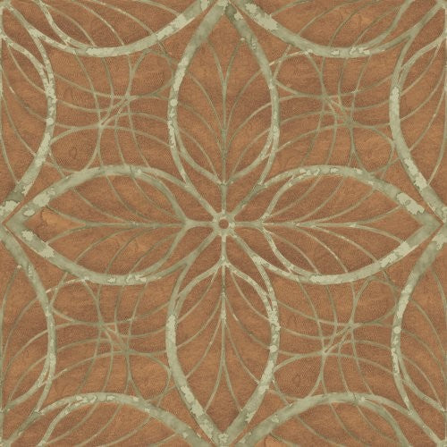 Seabrook Patina Metallic Gold And Sage Wallpaper