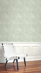 Seabrook Palladium Metallic Gold And Teal Wallpaper