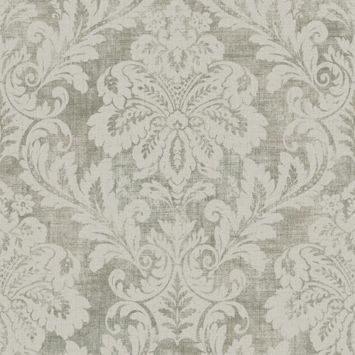 Seabrook Shimmer Damask Gray Wallpaper