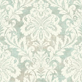 Seabrook Shimmer Damask Powder Blue And Off-White Wallpaper