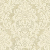 Seabrook Shimmer Damask Buff And Off-White Wallpaper
