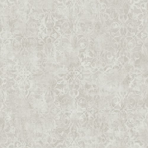 Seabrook Brilliant Scroll Steel Blue And Off-White Wallpaper