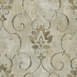 Seabrook Brilliant Damask Gray And Metallic Wallpaper