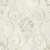 Seabrook Brilliant Damask Off-White, Metallic, And Tan Wallpaper