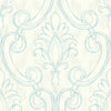 Seabrook Pomerelle Turquoise And Off-White Wallpaper