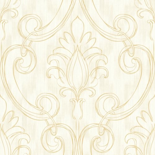 Seabrook Pomerelle Metallic Gold And Off-White Wallpaper