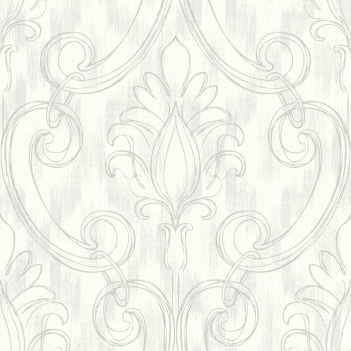 Seabrook Pomerelle Gray And Off-White Wallpaper