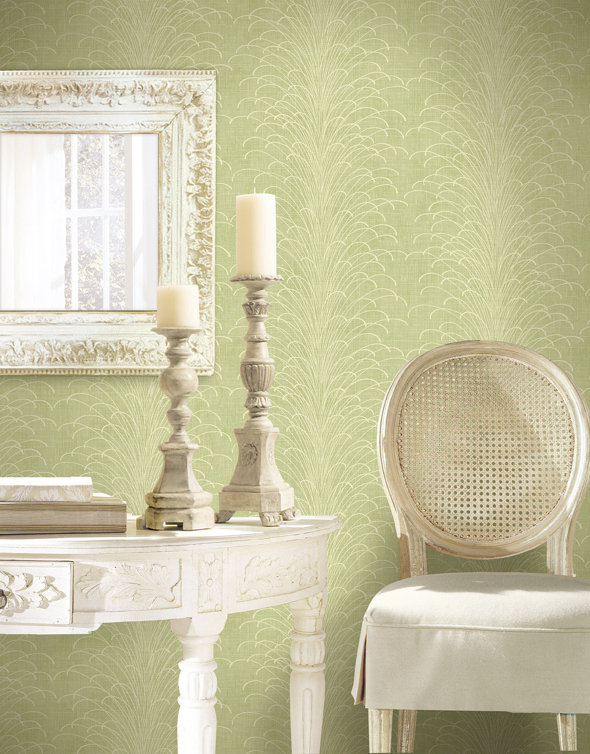 Seabrook Eaglecrest Moss And Off-White Wallpaper