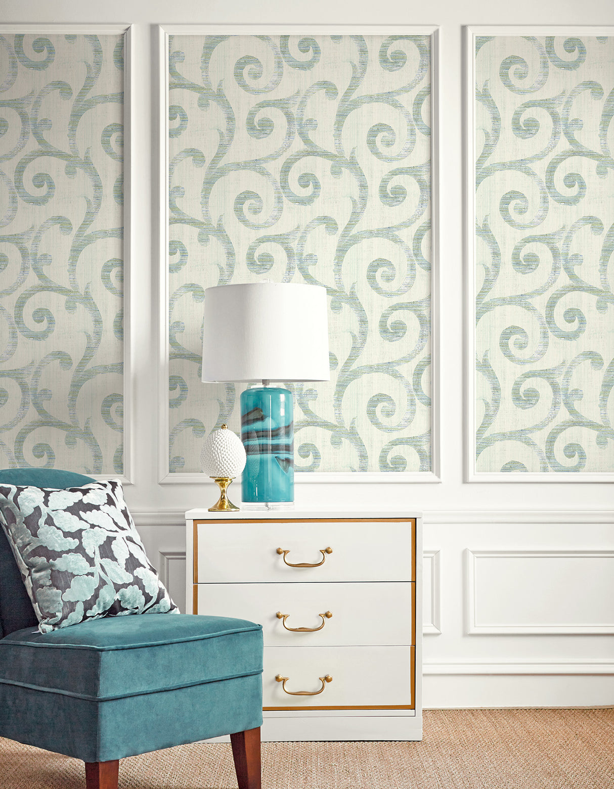 Seabrook Silverton Washed Denim And Off-White Wallpaper