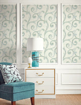 Seabrook Silverton Washed Denim And Off-White Wallpaper