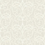 Seabrook Silverton Scroll Sky Blue And White Wallpaper