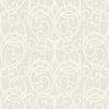 Seabrook Silverton Scroll Sky Blue And White Wallpaper