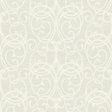 Seabrook Silverton Scroll Gray And White Wallpaper