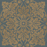 Seabrook Marquette Steel Blue And Golden Brown Wallpaper
