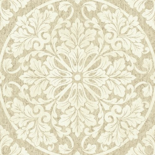Seabrook Marquette Light Beige And White Wallpaper