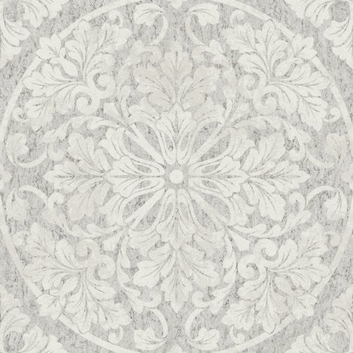 Seabrook Marquette Gray And White Wallpaper