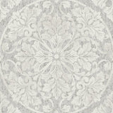 Seabrook Marquette Gray And White Wallpaper