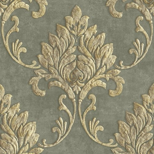 Seabrook Telluride Gray And Metallic Gold Wallpaper