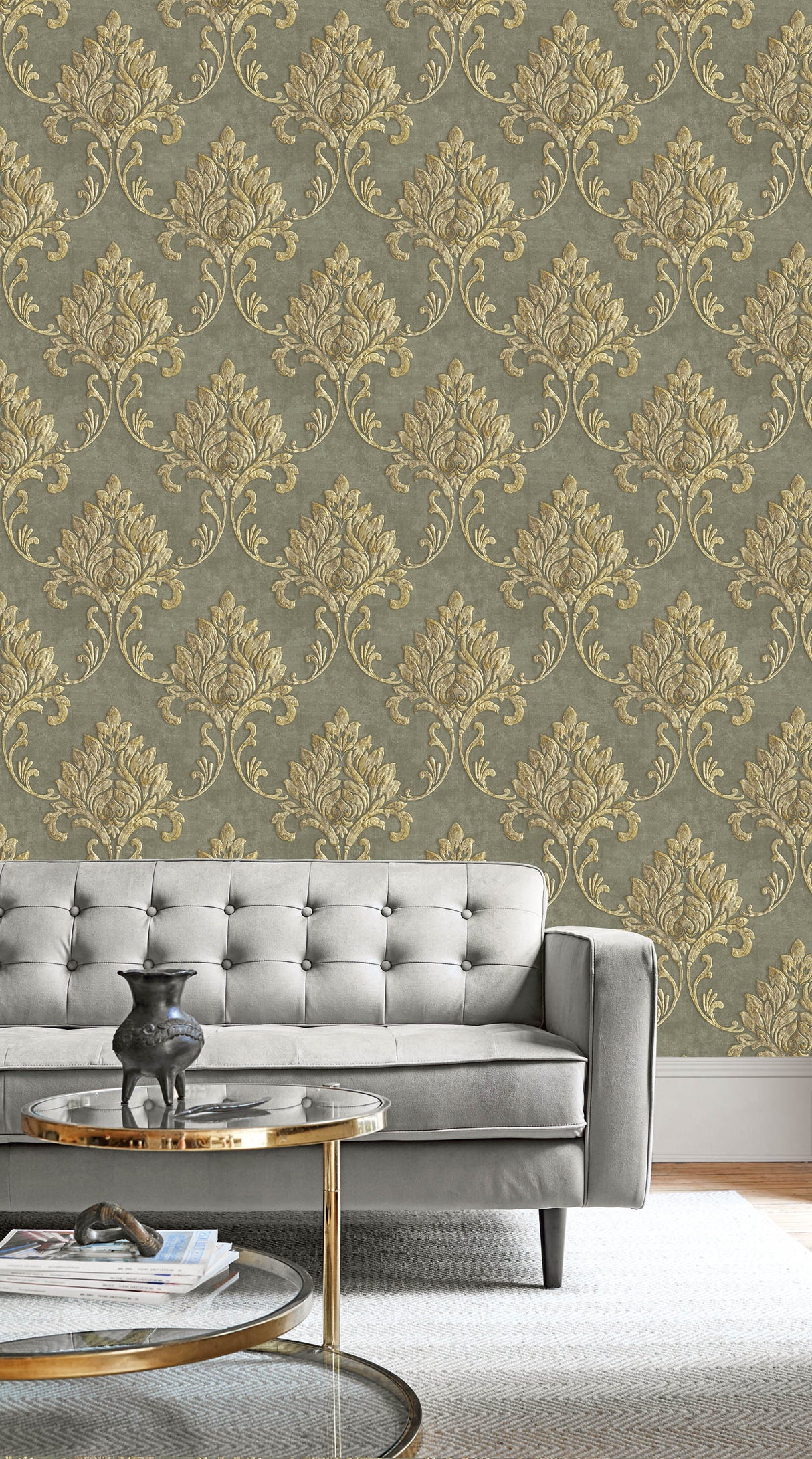 Seabrook Telluride Gray And Metallic Gold Wallpaper