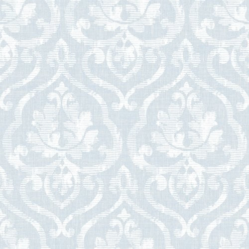Seabrook Tamarack Light Teal And White Wallpaper