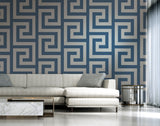 Seabrook Vogue Cerulean And Metallic Silver Wallpaper