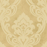 Seabrook Vogue Damask Metallic Gold And Buttercup Wallpaper
