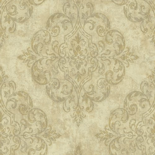 Seabrook Atelier Metallic Gold And Off-White Wallpaper