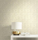 Seabrook Adorn Geo Tan And Off-White Wallpaper