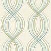 Seabrook Jeannie Black, Blue, Metallic Gold, And Linen Wallpaper