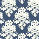 Seabrook Montserrat Prussian Blue And White Wallpaper
