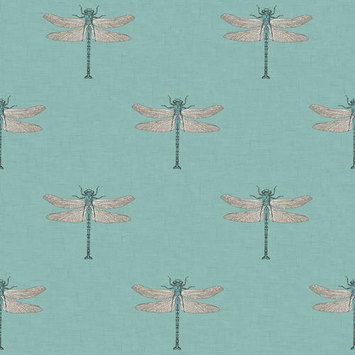 Seabrook Catalina Teal, Orange, Metallic Silver, And Black Wallpaper