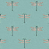 Seabrook Catalina Teal, Orange, Metallic Silver, And Black Wallpaper