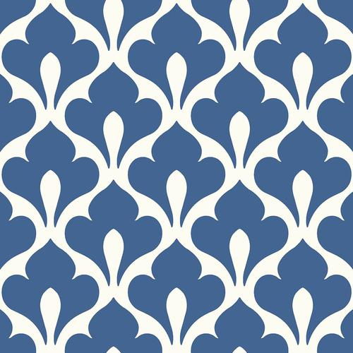 Seabrook Grenada Prussian Blue And White Wallpaper